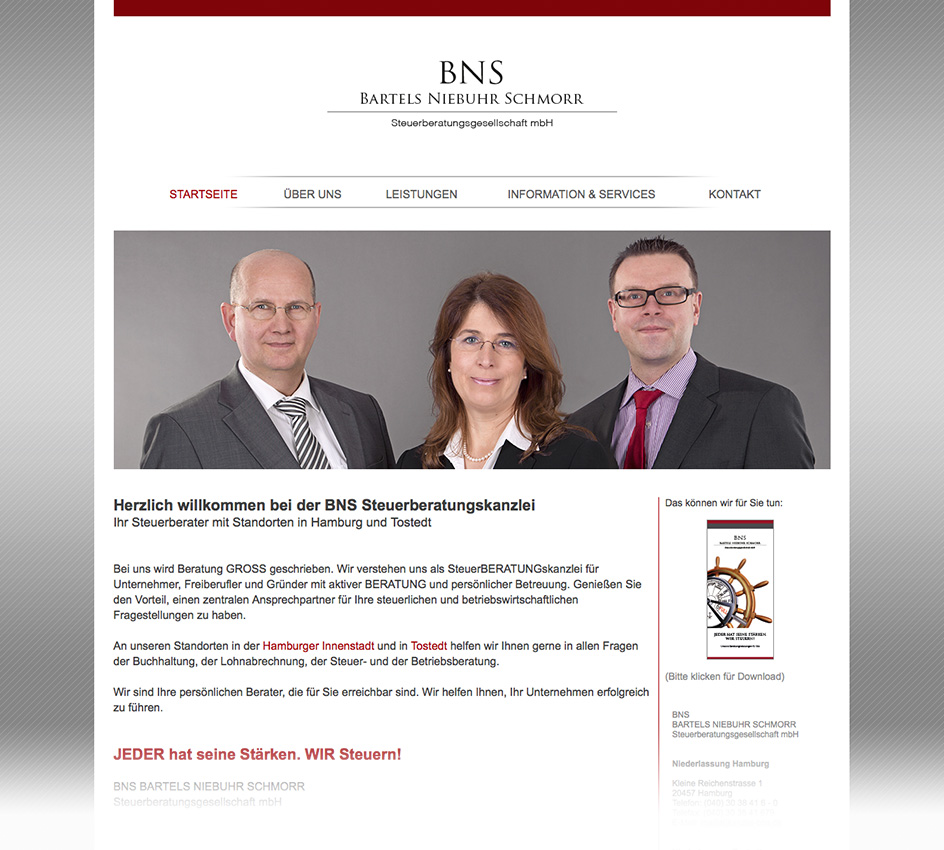 Webseite BNS Steuerberatungsgesellschaft
