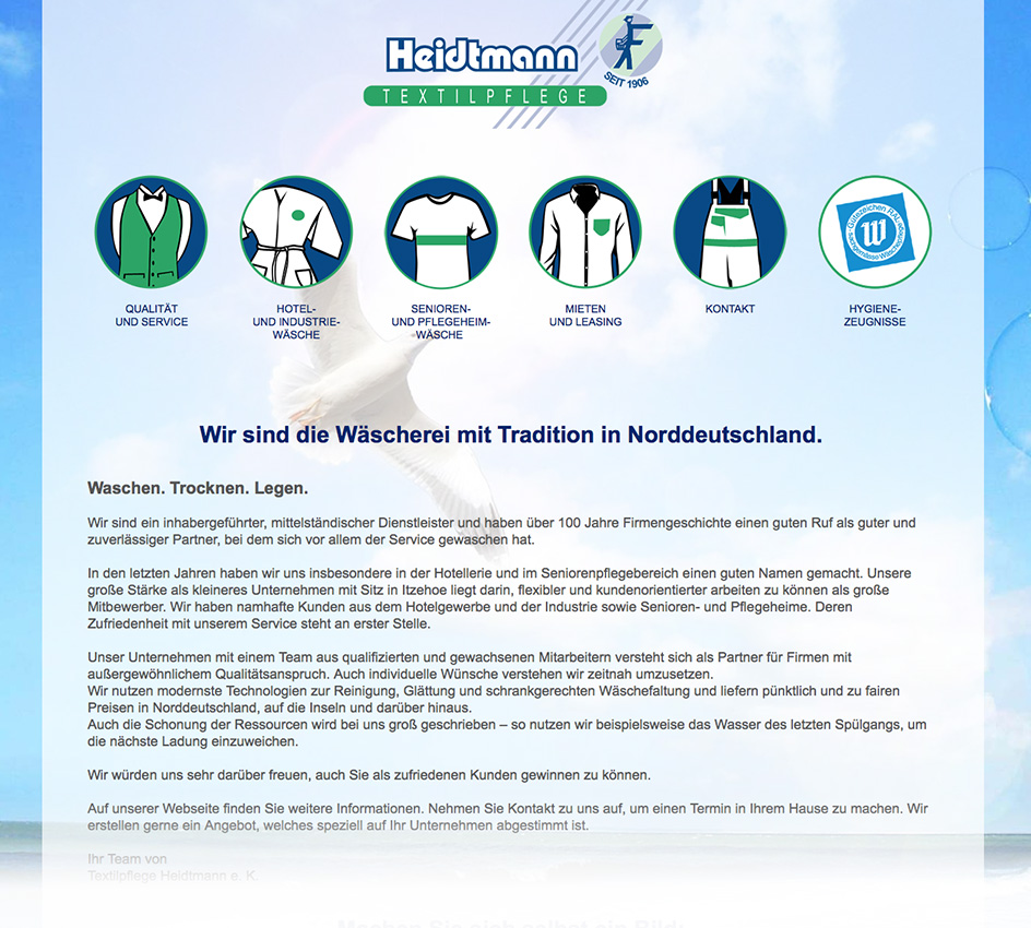 Webseite Heidtmann Textilpflege